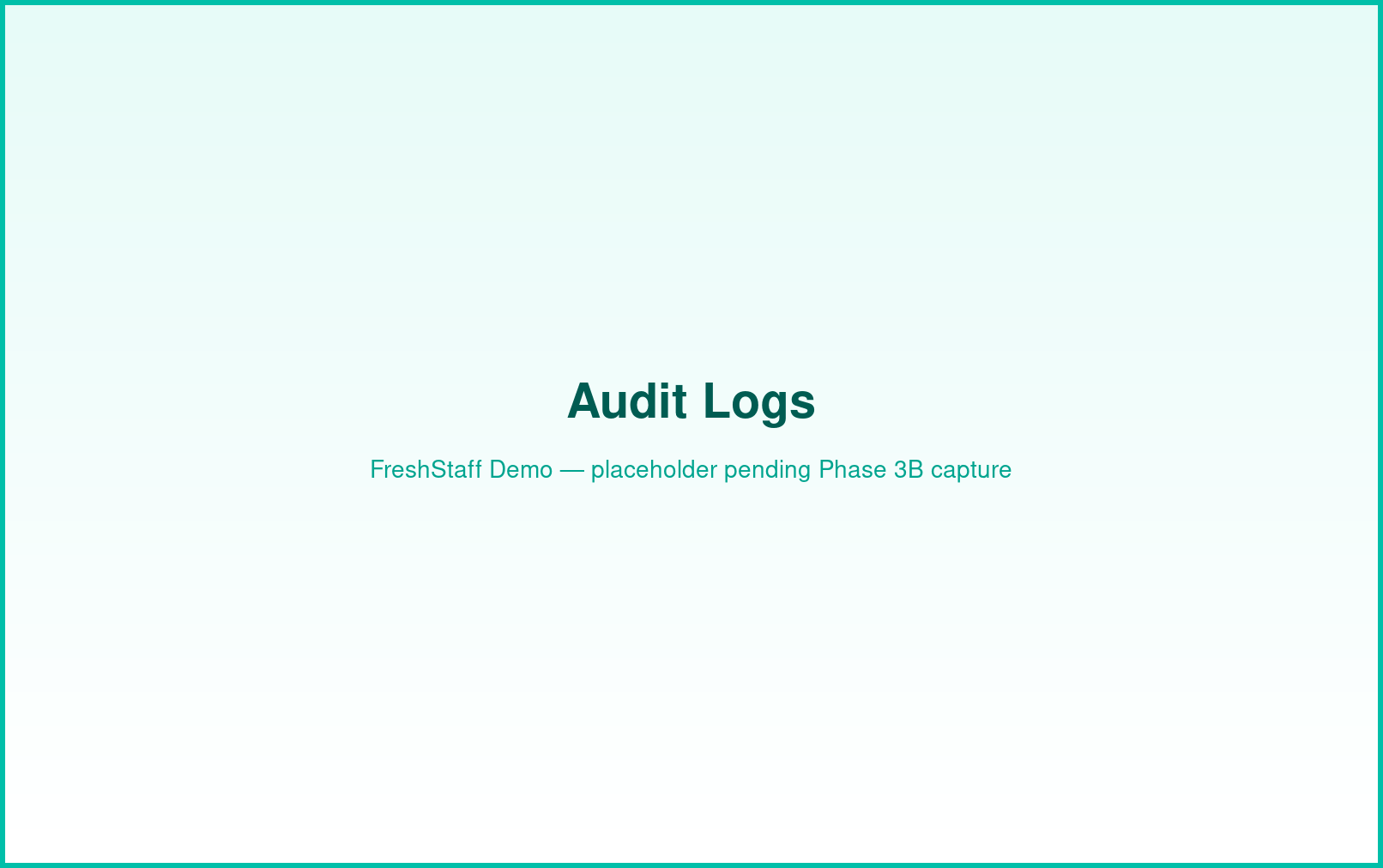 FreshStaff Admin HQ: audit logs interface showing a history of actions taken.