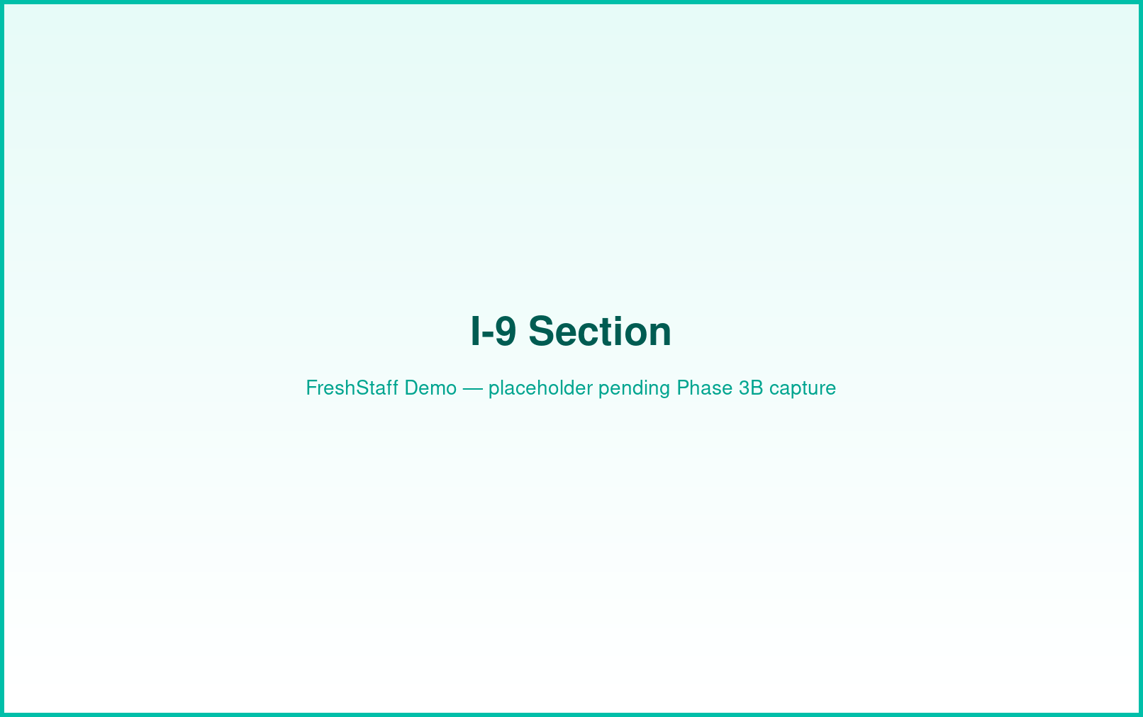 FreshStaff compliance: I-9 section interface showing employment eligibility status.
