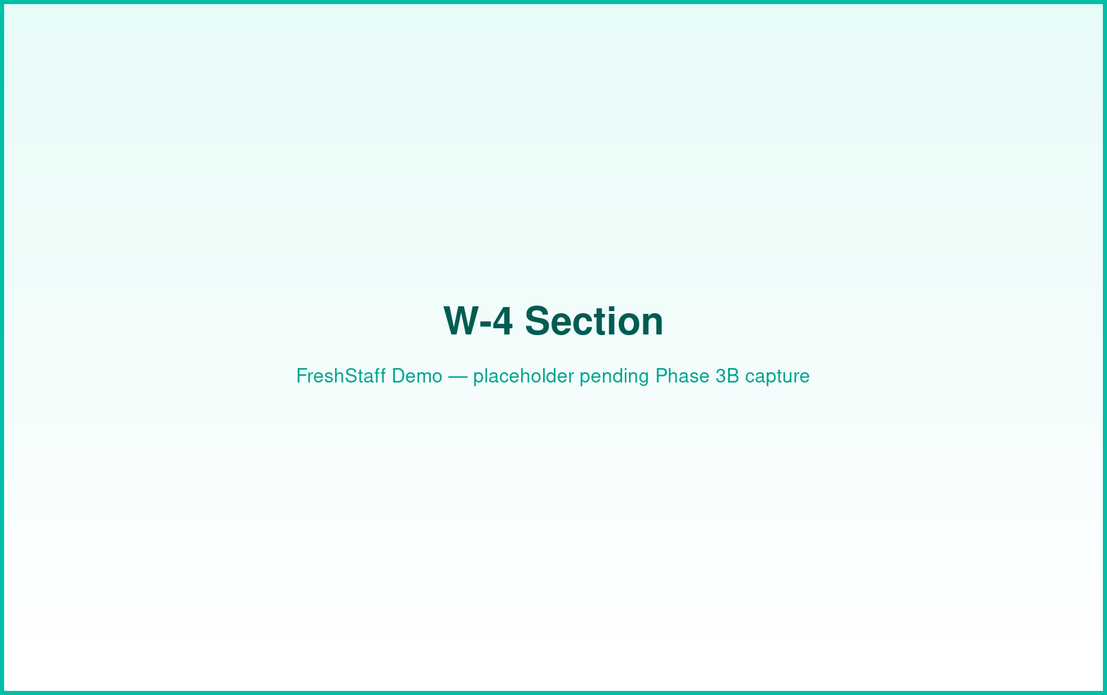 FreshStaff compliance: W-4 section interface showing tax withholding status.