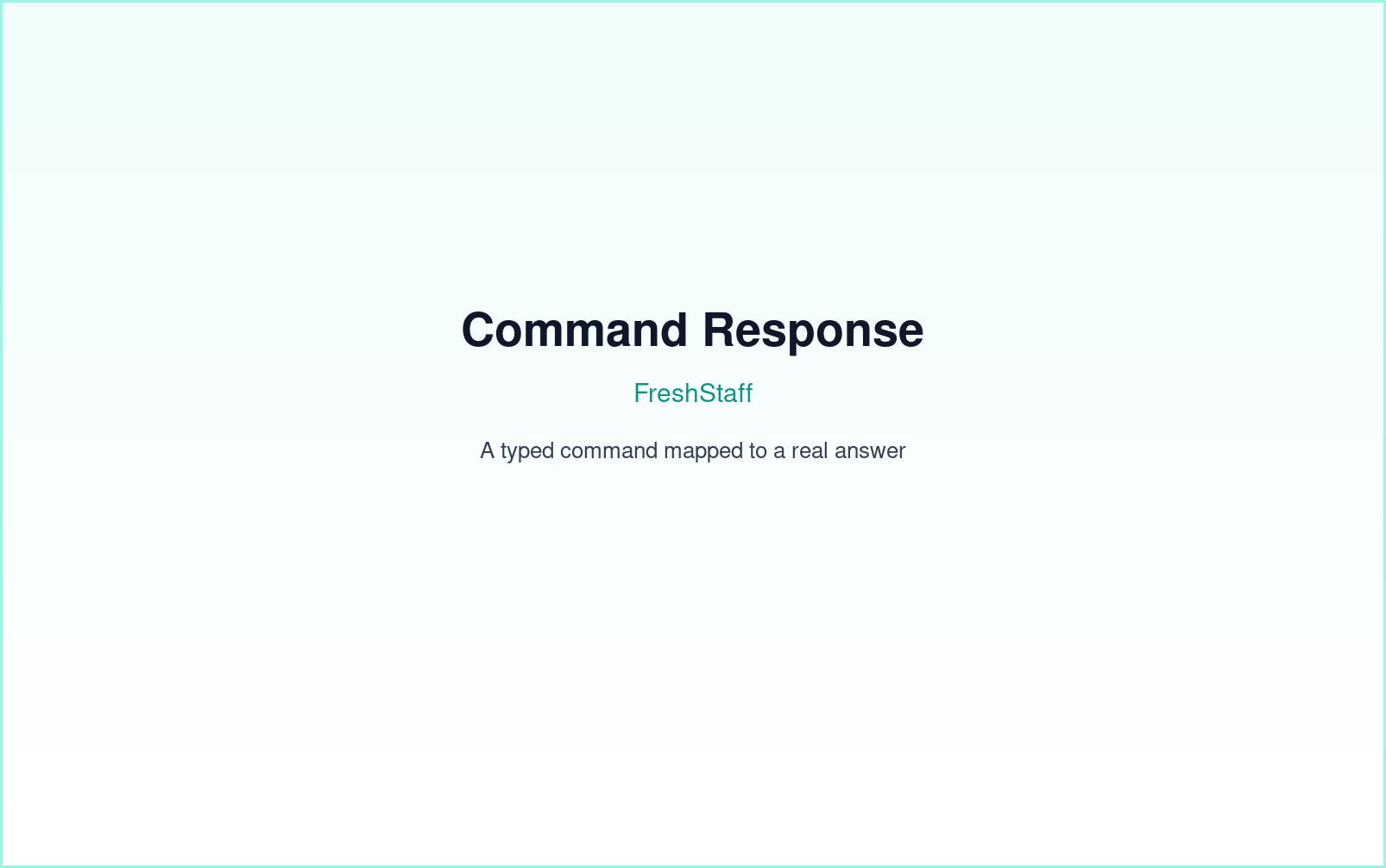 FreshStaff Copilot conversations: command response interface showing a real answer mapped from a typed command.
