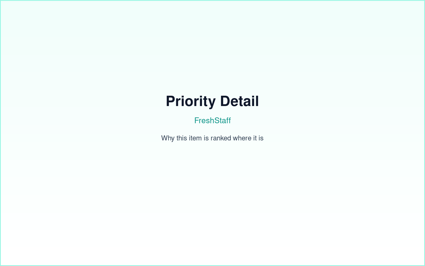 FreshStaff Copilot priorities: priority detail interface showing why an item is ranked where it is.