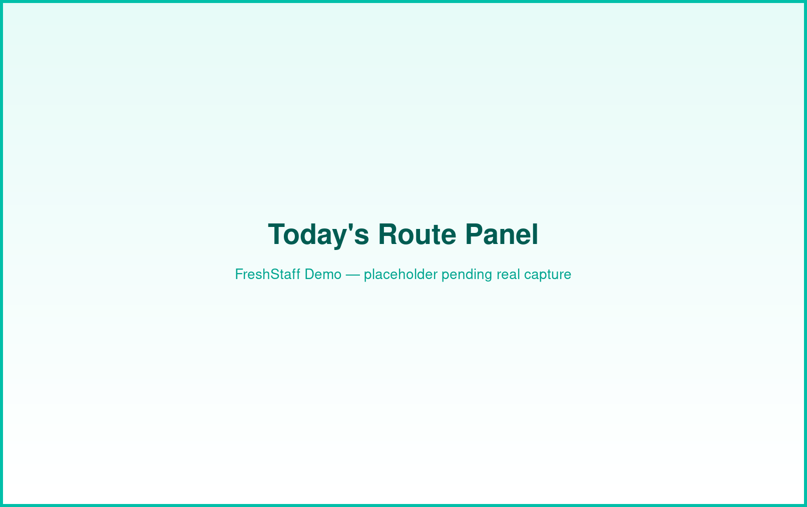 FreshStaff daily route auto-generator: route panel interface showing today's recommended stops.