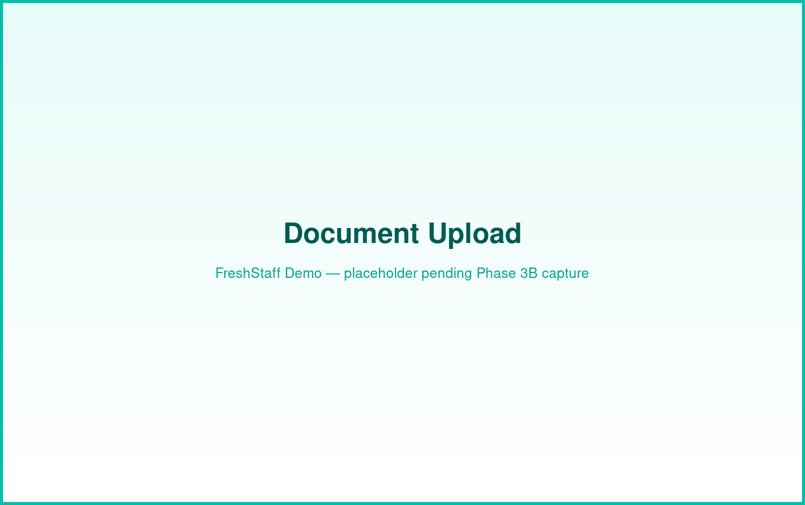 FreshStaff kiosk: document upload interface showing an applicant uploading a photo ID.