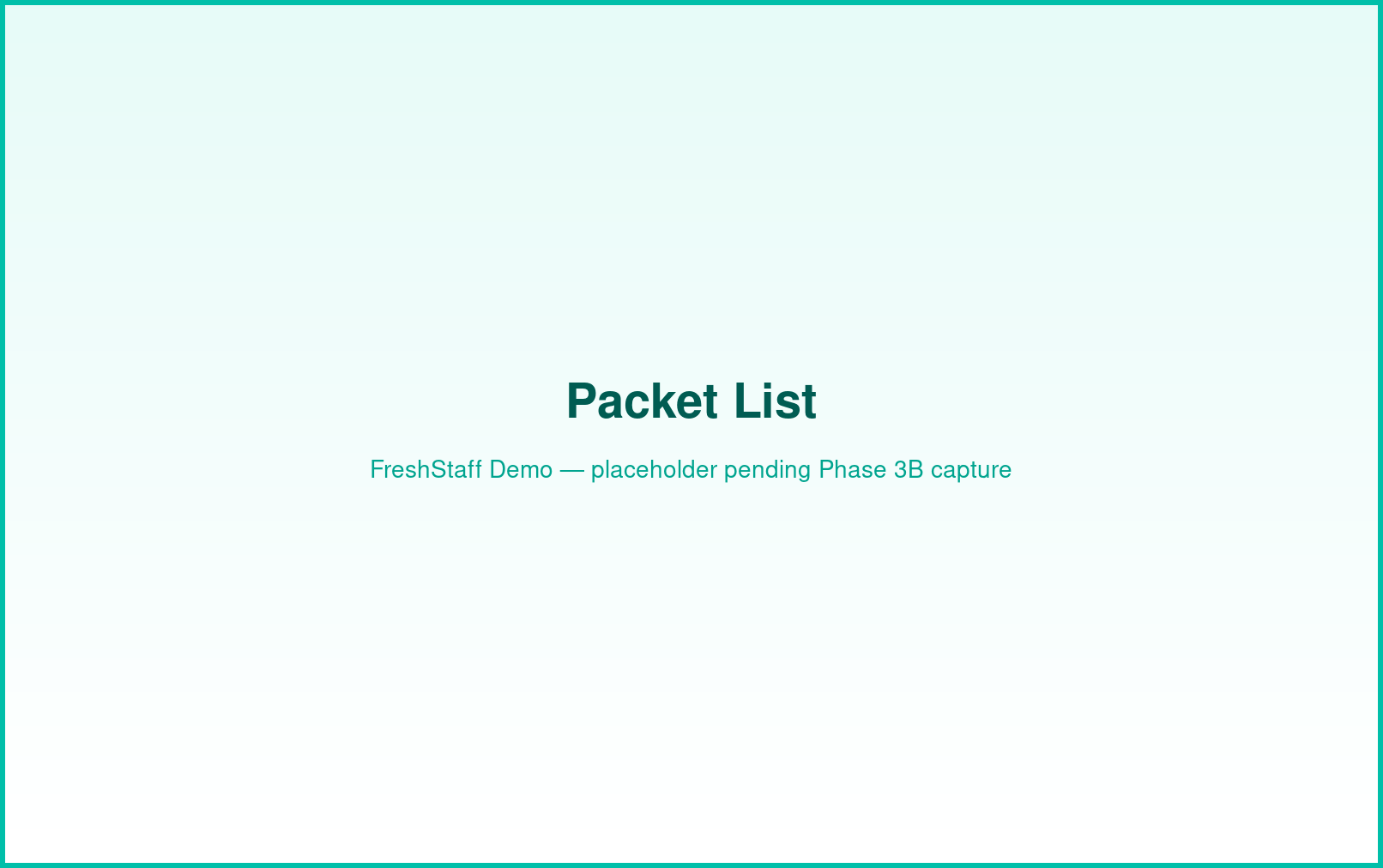 FreshStaff packet builder: packet list interface showing configured document packets.
