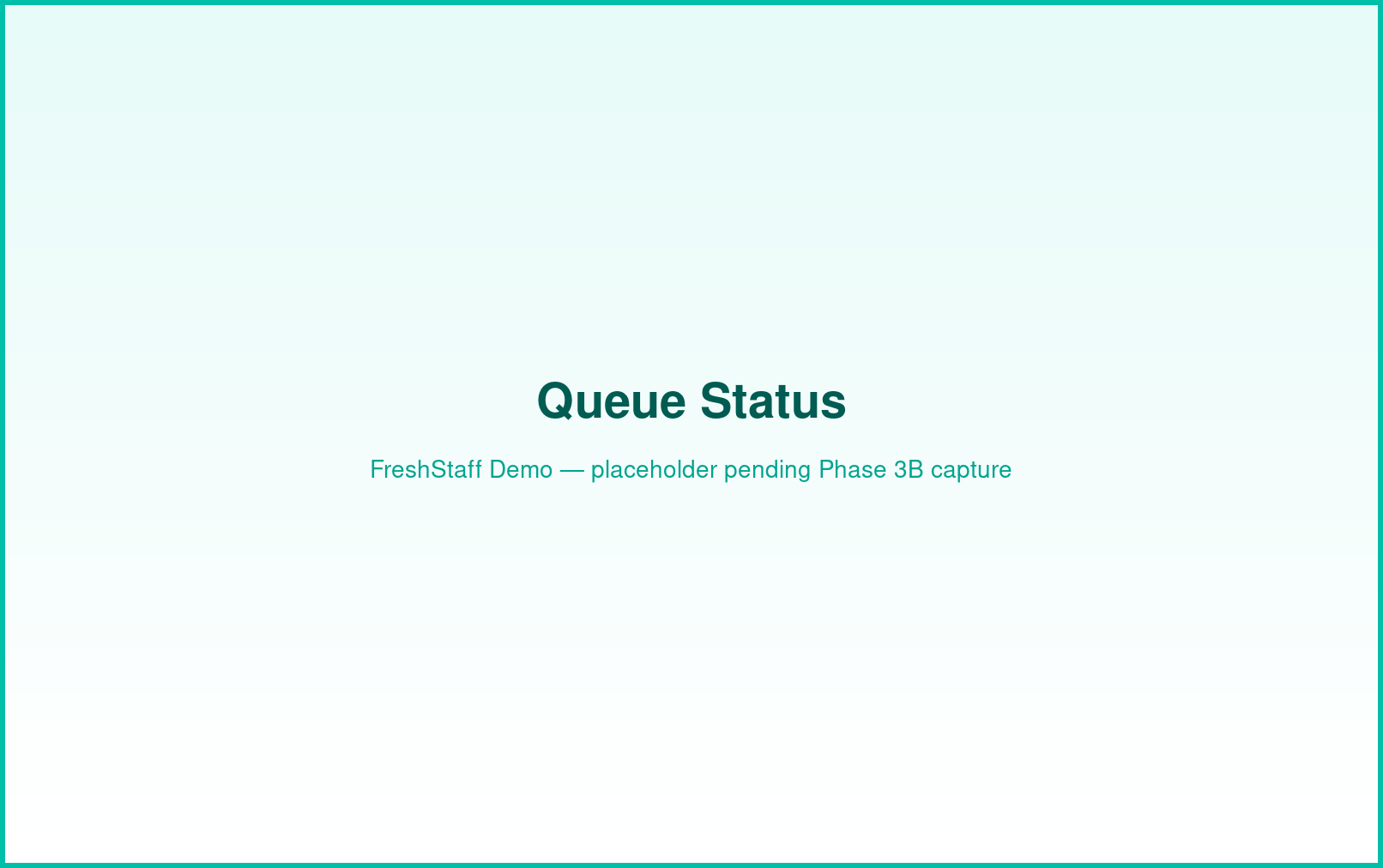 FreshStaff system health: queue status interface showing pending background work.