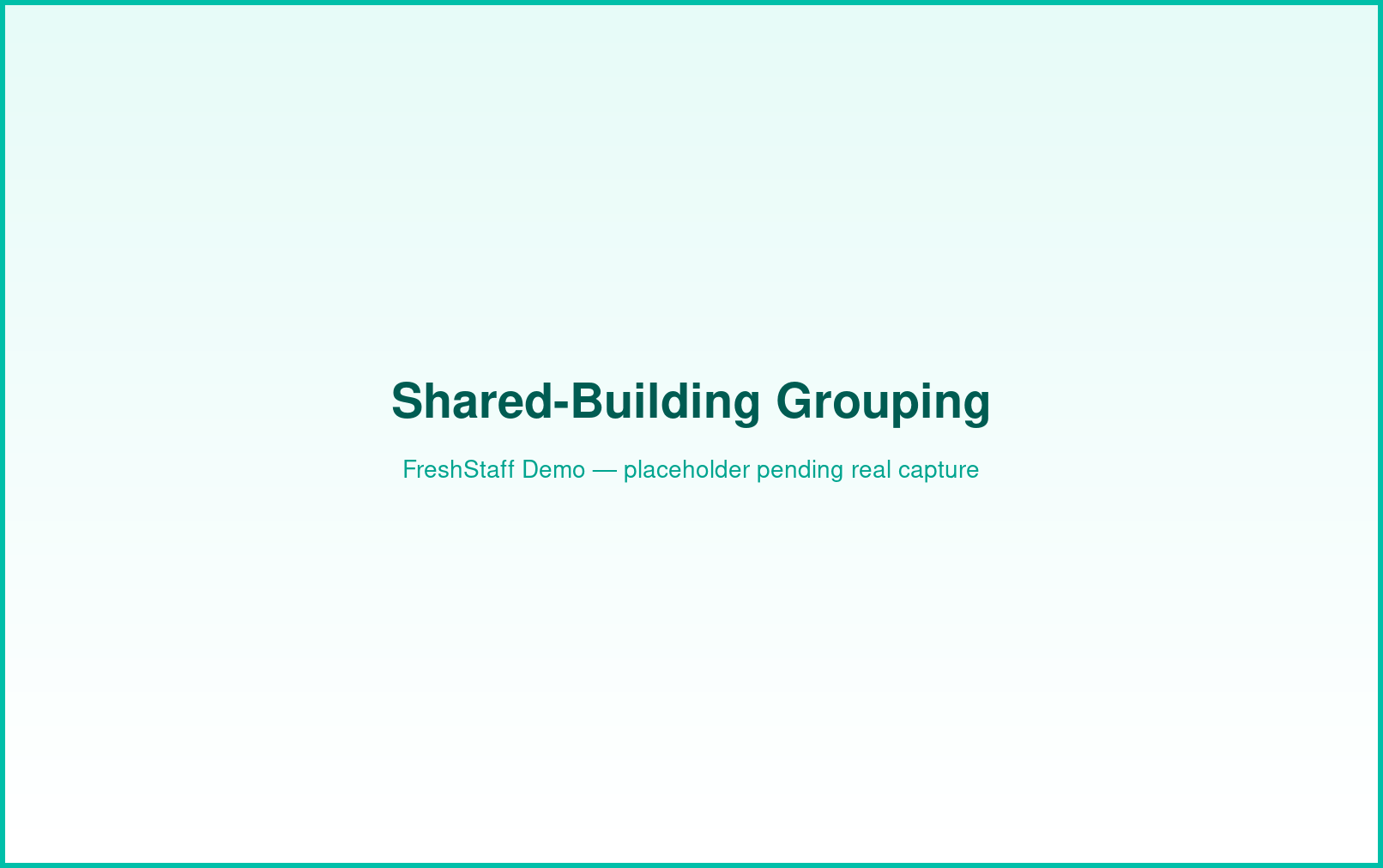 FreshStaff territory intelligence: shared-building grouping interface showing multiple companies at one map marker.